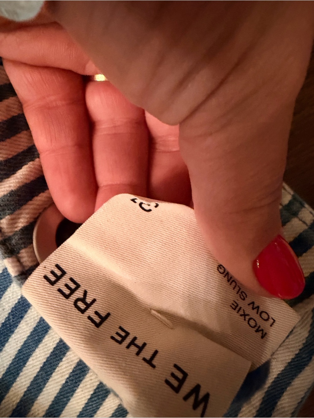 We The Free Blue and White Striped Wide Leg Jeans - Picture 3 of 5
